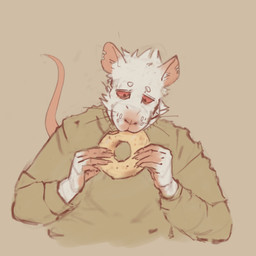 albino anthro clothing eating eating_food food fur holding_food holding_object male male_anthro notched_ear orange_background simple_background solo sweater topwear whiskers white_body white_fur contort_desire cheerios general_mills toilet_(contort_desire) mammal murid murine rat rodent 1:1