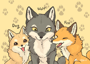 ambiguous_gender brown_body brown_eyes brown_fur eyes_closed feral fur grey_body grey_fur group multicolored_body multicolored_fur open_mouth orange_body orange_fur smile tan_body teeth text tongue tongue_out white_body white_fur yellow_eyes fusau canid canine canis domestic_dog fox mammal shiba_inu spitz wolf 2025 absurd_res english_text hi_res