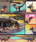 club_(weapon) comic dialogue dinosaur dragon dragonscape drekir dromaeosaurid duo english_text extinct female feral forl_(thepatchedragon) hi_res hiker_(thepatchedragon) male melee_weapon mythological_creature mythological_scalie mythology post-apocalyptic prehistoric_species reptile river scalie tail text thepatchedragon theropod tribal tribal_clothing water weapon