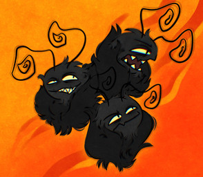 2_antennae ambiguous_form angry antennae_(anatomy) black_antennae disembodied_head expressions grey_face grin grumpy head_tuft jagged_mouth male open_mouth orange_background ruff simple_background smile solo teeth toothy_grin tuft yellow_teeth m11quda disney hoppers_(disney) pixar titus_(hoppers) arthropod 2026 digital_drawing_(artwork) digital_media_(artwork) flat_colors hi_res