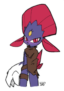 anthro blue_body blue_fur blush bottomless bottomless_anthro bottomless_male brown_clothing claws clothed clothing feathers featureless_crotch feral fur gloves_(marking) looking_at_viewer male markings missing_arm narrowed_eyes open_mouth red_body red_eyes red_feathers red_tail_feathers simple_background solo tail tail_feathers thigh_strap white_background white_body white_fur onearmdude nintendo pokemon generation_4_pokemon pokemon_(species) weavile hi_res signature