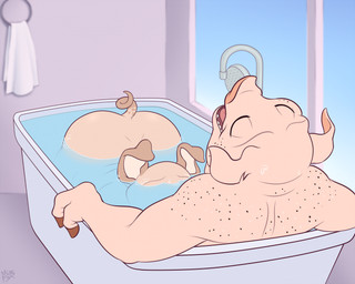 anthro ass_up bath bathroom butt duo eyes_closed female floppy_ears freckled_back freckled_face freckled_shoulders freckles inside looking_pleasured male male/female nude partially_submerged pink_body wet wet_body window mimi-fox domestic_pig mammal suid suine sus_(pig) 2024 colored digital_drawing_(artwork) digital_media_(artwork) flat_colors hi_res