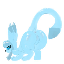anus_only ass_up big_butt black_nose blue_body butt ears_up eyelashes featureless_crotch female feral looking_at_viewer presenting presenting_hindquarters raised_tail solo tail teasing thick_thighs wide_hips alrecsolus nintendo pokemon canid eeveelution generation_4_pokemon glaceon mammal pokemon_(species) 1:1