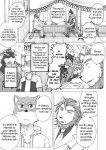 anthro canid canine canis clothing comic cotton_(artist) dialogue domestic_dog english_text felid fur greyscale group lion male mammal monochrome natsume_(tooboe_bookmark) nitobe pantherine text tooboe_bookmark