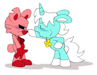 angry blue_body blue_fur cheek_tuft facial_tuft fur gesture gloves_(marking) hair hand_gesture hooves horn jewelry leg_markings long_tail mane markings necklace notched_ear pointing pointing_at_another red_body red_fur round_tail short_tail socks_(marking) tail tuft white_hair white_tail pachi_rizuu mob_entertainment mythology poppy_playtime smiling_critters bobby_bearclaw_(pachi_rizuu) crudelycorn_(pachi_rizuu) bear critters_(poppy_playtime) equid equine mammal mythological_creature mythological_equine unicorn
