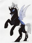 black_body blue_eyes exoskeleton feral hole_(anatomy) hooves insect_wings male piercing quadruped solo wings ellisarts friendship_is_magic hasbro my_little_pony evening_breeze arthropod changeling hi_res