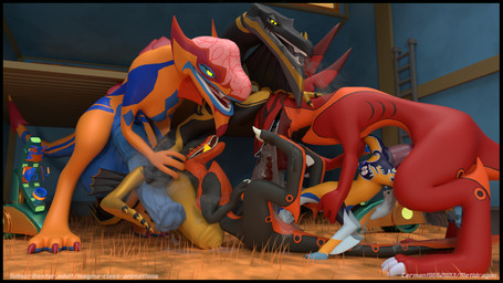 abdominal_bulge balls big_balls big_penis bodily_fluids drooling genital_fluids genitals group group_sex huge_balls huge_penis hyper hyper_balls hyper_genitalia hyper_penis male male/male oral oral_penetration orgy penetration penis precum saliva sex blender_cycles dragon_booster beau_(dragon_booster) fracshun_(dragon_booster) magnuss_ignatius propheci_(dragon_booster) wyldfyr 3d_(artwork) blender_(artwork) digital_media_(artwork) hi_res