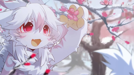 anthro cherry_blossom fade_in flower fur kemono male pink_body pink_fur plant prunus_(flower) red_eyes sitting sitting_on_ground snow solo white_body white_fur winter hlg7777 bilibili mythology dragon eastern_dragon furred_dragon furred_scalie mythological_creature mythological_scalie scalie 16:9 2025 2d_animation animated hi_res motion_tweening short_playtime sound video watermark widescreen