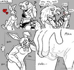 2022 animatronic anthro blush bodily_fluids buckteeth canid canine canis clothing comic costume dialogue digital_media_(artwork) duo ellipsis english_text eyebrows eyelashes female female/female fingering fingers five_nights_at_freddy's five_nights_at_freddy's:_security_breach genital_fluids heart_symbol hi_res human intimidation lagomorph leporid machine mammal masturbation open_mouth orgasm question_mark rabbit robot roxanne_wolf scottgames size_difference steel_wool_studios syndhart teeth text vaginal vaginal_fingering vaginal_fluids vanny_(fnaf) wolf