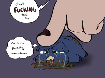 abuse ambiguous_feral ambiguous_gender ambiguous_human animal_abuse baby_talk black_fingernails black_nails blue_body blue_hooves colored_nails dialogue duo eating_feces feces feces_in_mouth feces_on_face feral fingernails force_feeding forced green_eyes hooves inner_monologue lying nails neonate on_front profanity punishment purple_background restrained simple_background solo_focus tail tan_body tan_skin text thinking thought_bubble tongue tongue_out young young_ambiguous young_feral myrayray fluffy_pony fluffy_pony_(species) human mammal 2024 digital_media_(artwork) english_description english_text flat_colors hi_res