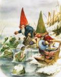 1976 20th_century ambiguous_gender amphibian ancient_art beard bottomwear clothed clothing cooking_pot david_the_gnome detailed_background eating facial_hair feeding female feral food frog fully_clothed gloves gnome gnomes_(1977_book) grass group hair handwear hi_res holding_object humanoid jacket kitchen_utensils ladle leaning lisa_the_gnome male mammal micro mustache nature old one_eye_closed open_mouth outside partially_submerged plant pointed_hat rien_poortvliet sack scarf shirt side_view skirt sled snow soup the_world_of_david_the_gnome tools topwear traditional_media_(artwork) water white_hair