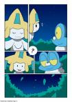 absurd_res comic duo female froakie generation_3_pokemon generation_6_pokemon hi_res humanoid jirachi leaf legendary_pokemon nintendo outside pokemon pokemon_(species) question_mark sky star starry_sky winick-lim