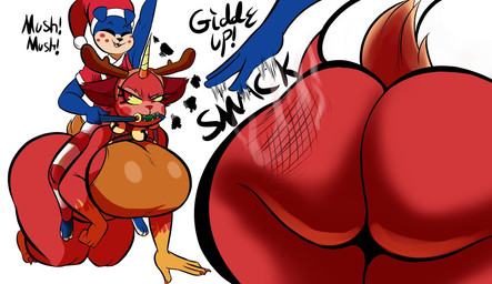 angry anthro antlers bell bell_collar big_breasts big_butt breasts butt butt_focus butt_slap christmas_clothing christmas_headwear clothing collar costume dialogue doggystyle duo eyes_closed female from_behind_position fur gag gagged hat headgear headwear holidays horn huge_breasts huge_butt jingle_bell jingle_bell_collar leash leash_pull legwear looking_away male narrowed_eyes open_mouth orange_body orange_clothing orange_fur orange_topwear rear_view red_clothing red_legwear red_topwear santa_costume santa_hat sex simple_background sitting_on_another sitting_on_back slap smack smack_(sound_effect) smacking_ass small_tail sound_effects spank_marks spanked_butt spanking tail text thick_thighs topwear white_background white_clothing white_legwear white_topwear isolatedartest cartoon_network christmas lego the_lego_movie unikitty! puppycorn unikitty canid canine canis deer domestic_cat domestic_dog felid feline felis mammal new_world_deer reindeer broken_english digital_media_(artwork) english_text