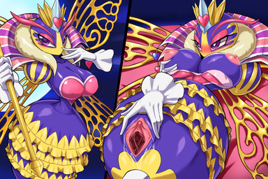 5_fingers anthro areola bedroom bedroom_eyes big_breasts blush bodily_fluids bottomless bottomless_anthro bottomless_female breasts cervix cleavage clitoral_hood clitoris clothed clothed_anthro clothed_female clothing dress erect_nipples female female_anthro feral fingers frilly frilly_clothing fully_clothed fully_clothed_anthro fully_clothed_female genital_fluids genitals gloves handwear heart_eyes heart_symbol humanoid_genitalia humanoid_vulva light limbless looking_at_viewer lying moonlight narrowed_eyes neck_tuft nipples pose presenting presenting_vulva rayman_anatomy seductive solo spread_vulva spreading staff stinger teasing teasing_viewer topless topless_anthro topless_female tuft urethra vaginal_fluids vulva wings zerokun135 queen_sectonia arthropod bee hymenopteran insect 2026 3:2 colored detailed digital_drawing_(artwork) digital_media_(artwork) hi_res portrait shaded three-quarter_portrait