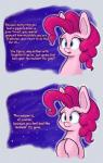 blue_eyes dialogue female feral fur hair looking_at_viewer pink_body pink_fur pink_hair simple_background smile solo text white_background heir-of-rick friendship_is_magic hasbro my_little_pony pinkie_pie_(mlp) earth_pony equid equine horse mammal pony 2017 absurd_res comic english_text hi_res