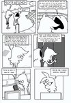 ambiguous_form ambiguous_gender book border bottomless clothed clothing comic daniel_toke dialogue door doorframe english_text eyewear female female_(lore) frown glasses grass greyscale group hi_res holding_book holding_object hoodie hoodie_only human human_only inside looking_at_another male mammal mivliano_10-c monochrome narrowed_eyes not_furry outside plant rock shane_frost speech_bubble text topwear topwear_only trio walking white_border