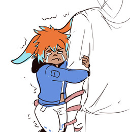ambiguous_gender black_clothing black_hoodie black_topwear blue_body blue_clothing blue_fur blue_hair blue_hoodie blue_topwear bodily_fluids bottomwear clothing crying femboy fur hair hoodie hug larger_ambiguous larger_human male midriff motion_lines orange_body orange_fur orange_hair pants shaking shirt size_difference smaller_humanoid smaller_male tail_around_another tears topwear trembling white_bottomwear white_clothing white_pants white_shirt white_topwear ito_oni moemi animal_humanoid human humanoid mammal mammal_humanoid murid murid_humanoid murine murine_humanoid rat_humanoid rodent rodent_humanoid 2024 colored_sketch sketch