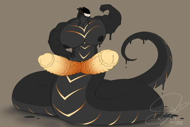 apode dripping legless male muscular muscular_male nipples serpentine solo entitropy draconcopode goo_creature naga 3:2 hi_res