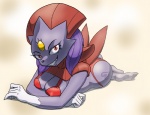 anthro anthrofied big_breasts bikini breast_rest breasts butt cleavage clothed clothing female hair looking_at_viewer nipple_outline pokemorph purple_hair red_eyes smile solo swimwear tattoo tight_clothing two-piece_swimsuit conditional_dnp teckworks nintendo pokemon fan_character melissa_(aj_the_flygon) generation_4_pokemon pokemon_(species) weavile 2013