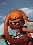 biped clothed clothing cloud day female hair humanoid_pointy_ears looking_back one_eye_closed orange_eyes orange_hair outside pointy_ears pseudo_hair sky solo tan_body tentacle_hair tentacles text wink itswolven nintendo splatoon inkling_girl animal_humanoid cephalopod cephalopod_humanoid humanoid inkling marine marine_humanoid mollusk mollusk_humanoid 2017 english_text hi_res signature