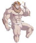 abs anthro biceps blush bottomwear clothed clothing countershading fur hair jockstrap jockstrap_only male muscular muscular_anthro muscular_male nipples pecs solo topless underwear underwear_only uiokv knights_college julius_quignard felid lion mammal pantherine 2021 absurd_res hi_res