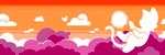 2023 3:1 ambiguous_gender banner_image cloud digital_media_(artwork) domestic_cat felid feline felis feral floating fur heart_symbol lesbian_pride_colors lgbt_pride lottory mammal orange_lesbian_pride_colors pride_color_palette pride_colors restricted_palette sky solo sun tail