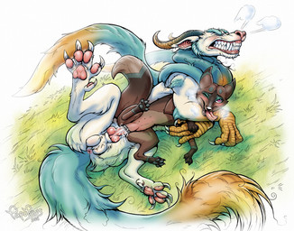 abdominal_bulge animal_genitalia animal_penis animal_vulva anus balls blush bodily_fluids brown_body brown_fur canine_genitalia canine_penis canine_vulva claws cum cum_drip cum_in_vagina cum_inside dripping duo erection fangs feet female female_penetrated feral feral_on_feral feral_penetrated feral_penetrating feral_penetrating_feral finger_claws fur genital_fluids genitals horn hug hugging_another hugging_from_behind interspecies knot knotted_penis large_penetration long_tail lying lying_on_ground male male/female male_penetrating male_penetrating_female nipples on_back on_ground on_side pawpads paws penetration penile penile_penetration penis sex steamy_breath tail teeth tongue tongue_out vaginal vaginal_penetration vulva white_body white_fur papupaws mythology canid canine dragon fox furred_dragon furred_scalie mammal mythological_creature mythological_scalie scalie true_fox