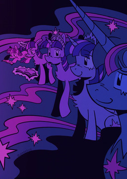 abstract_background aged_up book crown female feral group headgear horn magic reading regalia telekinesis wings young jurrassiic friendship_is_magic hasbro my_little_pony mythology twilight_sparkle_(mlp) equid equine mammal mythological_creature mythological_equine unicorn winged_unicorn absurd_res hi_res