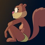 anthro breasts brown_body brown_fur buckteeth clothed clothing female fur nipples sitting sitting_on_ground solo teeth topless topless_anthro topless_female inker_comics nickelodeon spongebob_squarepants sandy_cheeks mammal rodent sciurid tree_squirrel 1:1 2023 absurd_res hi_res