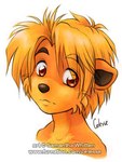 2002 amber_eyes anthro arcanine blonde_hair brown_body brown_eyebrows brown_fur brown_nose canid canine eyebrows fur generation_1_pokemon growlithe hair headshot_portrait looking_at_viewer low_res male mammal nintendo orange_body orange_ears orange_fur pokemon pokemon_(species) pokemorph portrait samantha_whitten simple_background solo text white_background