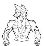 anthro back_muscles baki black_sclera facial_scar female female_anthro fur muscular muscular_female rear_view scar simple_background solo unknown_artist a_man_in_a_beasts_world lara_shepard_(ghilliecamo) canid canine canis mammal wolf black_and_white digital_drawing_(artwork) digital_media_(artwork) half-length_portrait hatching_(art) hi_res line_art monochrome portrait shaded