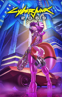 black_lips butt car city cybernetics future gun lips looking_at_viewer machine male night nude platforms pose ranged_weapon science_fiction smoking solo thick_bottom_lip vehicle weapon gideon cox canid canine cyborg fox mammal 2018 better_version_at_source