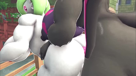 2_penises anal anal_penetration anthro areola big_breasts big_butt black_body black_scales bouncing_breasts breasts butt colored_nails diphallism duo erect_nipples erection female fence from_behind_position genitals glistening glistening_genitalia glistening_knot glistening_penis gynomorph gynomorph/gynomorph gynomorph_penetrated gynomorph_penetrating gynomorph_penetrating_gynomorph gynomorph_penetrating_intersex intersex intersex/intersex intersex_penetrated intersex_penetrating intersex_penetrating_gynomorph intersex_penetrating_intersex interspecies knot multi_genitalia multi_penis nails nipples penetration penis pink_eyes pink_knot pink_nails pink_penis puffy_areola pull_out purple_sclera rear_view scales sex standing_doggystyle tail tail_motion thick_thighs white_body rayhuma nintendo pokemon gardevoir generation_3_pokemon generation_7_pokemon humanoid pokemon_(species) salazzle scalie 2026 3d_(artwork) 3d_animation animated better_version_at_paywall digital_media_(artwork) high_framerate no_sound short_playtime source_filmmaker_(artwork) video