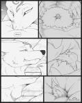 4:5 avian bird canid canine cherry_(s2-freak) comic dialogue duo female feral fox greyscale hi_res macro mammal monochrome open_mouth oral_vore s2-freak text tongue vore