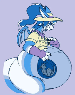 after_vore anthro anthro_pred anthro_prey blue_eyes blue_hair blue_wings clothing female feral grey_background hair hat headgear headwear inside_stomach internal male male/female simple_background tail tan_clothing tan_hat tan_headwear tan_shirt tan_topwear topwear vore white_body white_tail wings frostie canid canine mammal species_request 2026