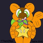 ambiguous_gender anthro blinking gold_body green_eyes leaf plant solo star tail tail_motion tailwag vines theenyface mario_bros nintendo cyprinid cypriniform fish goldfish marine 1:1 animated loop short_playtime