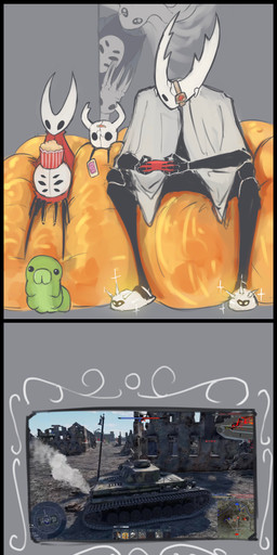 2_horns anthro bean_bag biped black_border black_eyes border controller cracked_mask empty_eyes female food game_controller gaming group horn male no_pupils one_eye_obstructed playing_video_game popcorn sitting sitting_on_bean_bag watching_television civilcrackhead gaijin_entertainment hollow_knight_(franchise) team_cherry war_thunder herrah_(hollow_knight) hollow_knight_(character) hornet_(hollow_knight) pale_king_(hollow_knight) pure_vessel_(hollow_knight) radiance_(hollow_knight) the_knight_(hollow_knight) white_lady_(hollow_knight) arthropod grub_(hollow_knight) vessel_(species) weaver_(hollow_knight) 2025 absurd_res hi_res female_(lore) mother_(lore) mother_and_child_(lore) parent_(lore) parent_and_child_(lore) sibling_(lore)