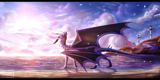 cloud day detailed_background fantasy feral hair horn membrane_(anatomy) membranous_wings outside sky solo standing tail white_hair wings skaydie european_mythology mythology dragon mythological_creature mythological_scalie scalie western_dragon 2015 digital_media_(artwork) hi_res letterbox