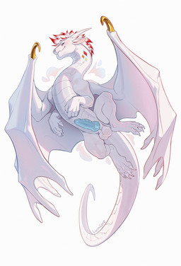 animal_genitalia animal_penis balls claws erection feet feral fingers front_view genitals hair horn looking_at_viewer male male_feral non-mammal_balls penis simple_background smile solo tail toes wings lynncore mythology fry_(frythedragon) dragon mythological_creature mythological_scalie scalie 2026 digital_drawing_(artwork) digital_media_(artwork) hi_res