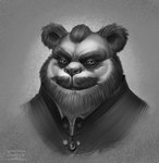 anthro beard facial_hair male mustache simple_background shadoca blizzard_entertainment warcraft bear mammal pandaren 2020 hi_res monochrome