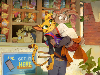 anthro arnis belt blue_eyes bottomwear brown_body brown_fur carrying_another clothing collared_shirt constricted_pupils denim denim_bottomwear denim_clothing detailed_background dress_shirt ear_piercing ear_ring eyewear face_squish female freckles fur glasses green_eyes group head_tuft hug hugging_another jacket_around_waist jeans jersey long_ears long_sleeves long_tail male markings orange_eyes pants philippines piercing pointy_ears pupils ring_piercing round_ears sari-sari_store scared scarf school_uniform shirt skirt small_pupils spots spotted_body spotted_fur squish store striped_markings stripes tail tank_top tied_ears toeless_legwear toeless_stockings topwear trio tuft uniform wearing_glasses yellow_body yellow_fur ruffu pogchamp paddy_(ruffu) pepper_(ruffu) felid feline lagomorph leporid lion mammal pantherine rabbit 4:3 digital_drawing_(artwork) digital_media_(artwork) meme