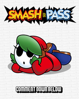 blue_clothing blue_footwear clothing eyelashes female footwear green_hair hair looking_at_viewer lying mask on_front red_clothing short_hair simple_background solo text text_background white_background white_mask downrightshoddy mario_bros nintendo humanoid shyguy 4:5 absurd_res english_text hi_res