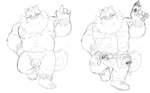 anthro balls beard bottomwear clothing facial_hair flaccid foreskin genitals humanoid_genitalia humanoid_hands humanoid_penis male moobs musclegut muscular nipples overweight overweight_male pants penis simple_background solo white_background o-ro nintendo pokemon generation_8_pokemon perrserker pokemon_(species) 2022 hi_res sketch