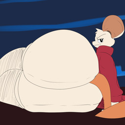 anthro arm_support big_butt bottom_heavy bottomless butt butt_focus clothed clothing coat female frown frowning_at_viewer fur huge_butt huge_hips hyper hyper_butt looking_at_viewer looking_back looking_back_at_viewer lying on_side presenting presenting_hindquarters red_clothing red_coat red_topwear simple_background solo tail thick_thighs topwear white_body white_fur wide_hips pleasantlyplumpthiccness mina_the_hollower yacht_club_games mina_(mina_the_hollower) mammal mouse murid murine rodent 2026 digital_drawing_(artwork) digital_media_(artwork) hi_res sketch