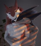 anthro cuddling duo eye_contact eyes_closed female fluffy fur hair hug looking_at_another male male/female smile white_body white_fur mysteryboy18 sergal_(untied_verbeger) sergal 3d_(artwork) blender_(artwork) digital_media_(artwork) hi_res