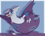 anus blue_eyes blush bodily_fluids claws crystal female finger_claws genital_fluids genitals open_mouth open_smile presenting presenting_pussy purple_body pussy smile tail vaginal_fluids velvet706 nintendo pokemon ichora generation_3_pokemon latias legendary_pokemon pokemon_(species) 5:4 hi_res