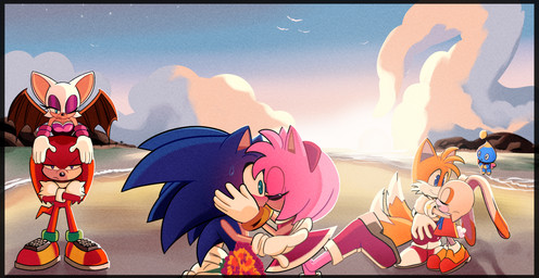 accessory anthro beach blush box_of_chocolates candy chocolate clothing cloud dessert female flower food footwear gift group happy headband holding_face holidays hug island jewelry kiss_on_lips kissing light male male/female plant rock sea seaside shoes sunset water bluebutterz sega sonic_the_hedgehog_(series) valentine's_day amy_rose cheese_the_chao cream_the_rabbit knuckles_the_echidna miles_prower rouge_the_bat sonic_the_hedgehog avian bat bird canid canine chao_(sonic) echidna eulipotyphlan fox hedgehog lagomorph leporid mammal monotreme rabbit 2023 absurd_res hi_res lighting