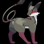 ambiguous_gender butt feral fur grey_body grey_fur long_tail looking_back markings open_mouth red_eyes simple_background smile solo tail transparent_background reallydarkandwindie fakemon felid mammal protelot 1:1 2017 alpha_channel digital_media_(artwork) hi_res