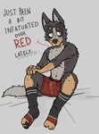 anthro armpit_hair body_hair bulge clothing footwear long_socks male muscular muscular_thighs pose red_clothing scar sitting socks solo underwear ricthecusco canid canine canis domestic_dog mammal pinup