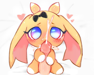 anthro anthro_focus bedding bedding_background big_eyes biped blue_eyes bodily_fluids bow_on_head chibi cum cum_on_face cumshot_on_face disembodied_penis duo eyelashes fellatio female female_anthro female_focus genital_fluids genitals glans gloves_(marking) heart_symbol hearts_around_head high-angle_view humanoid_genitalia humanoid_penis larger_male leg_markings licking_tip looking_at_viewer lying male male/female markings multicolored_body on_back oral penile penis plantigrade sex simple_background size_difference smaller_anthro smaller_female socks_(marking) solo_focus two_tone_body white_background yellow_body kirichiiii aquatic aquatic_gastropod gastropod jorunna_parva mollusk nudibranch sea_slug slug 2025 digital_drawing_(artwork) digital_media_(artwork) shaded soft_shading